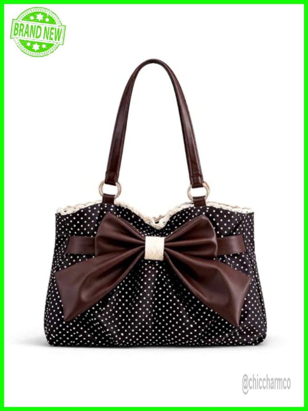 Vintage Retro Polka Dot Small Shoulder Purse with Bow